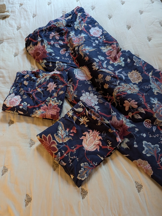 IKEA Other - Ikea Nasselocka king size duvet set ( duvet & 2 Shams) navy blue with florals